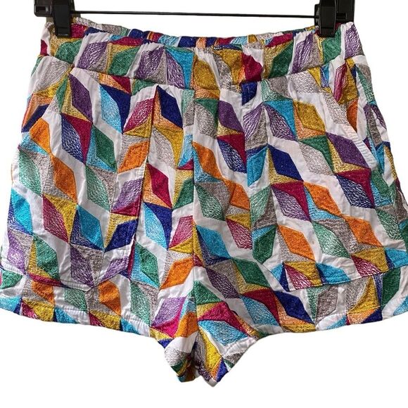 Willa Story Palmer Pull On Short Kaleidoscope Embroidered Feminine Size Medium - Picture 3 of 14